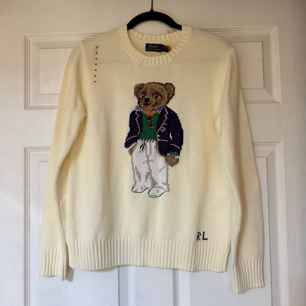 Ralph Lauren Cream Bear Crewneck Sweater